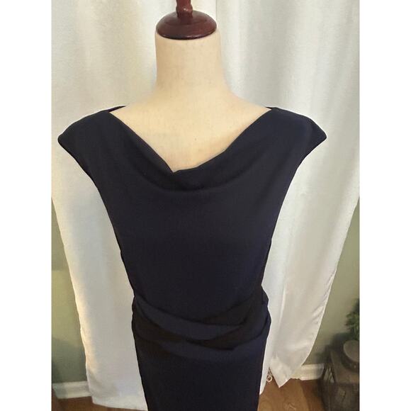 ESCADA Cowl Neck Knee-Length Disabell Dress in Midnight Blue - Picture 4 of 11
